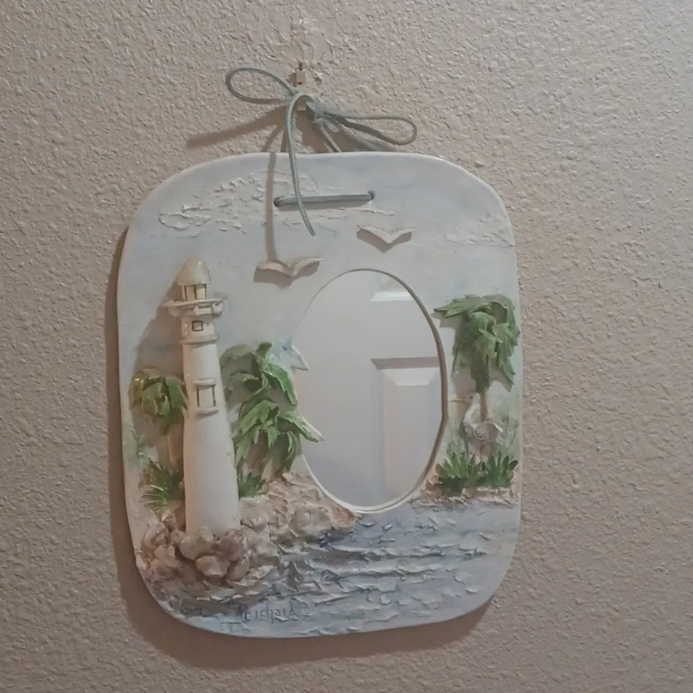 Y2K 2000s Coastal Wall Mirror – Handcrafted Nautical Lighthouse